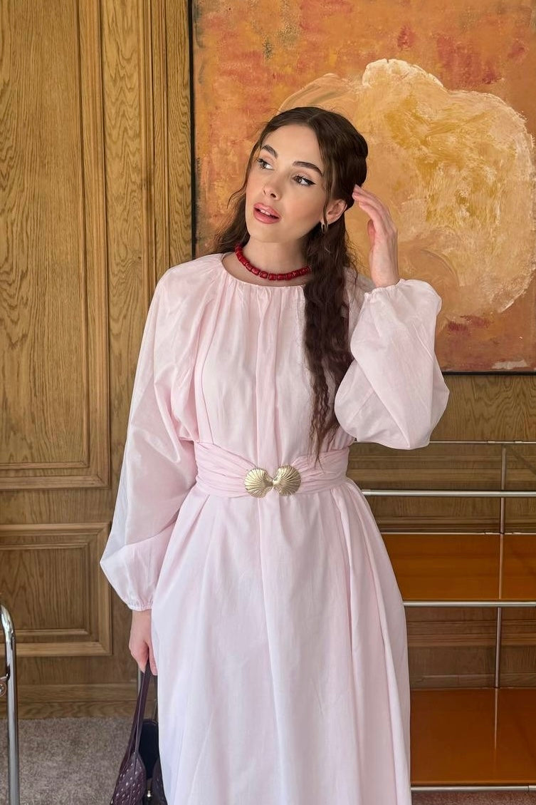 Maris Shell Dress In Blush Rose