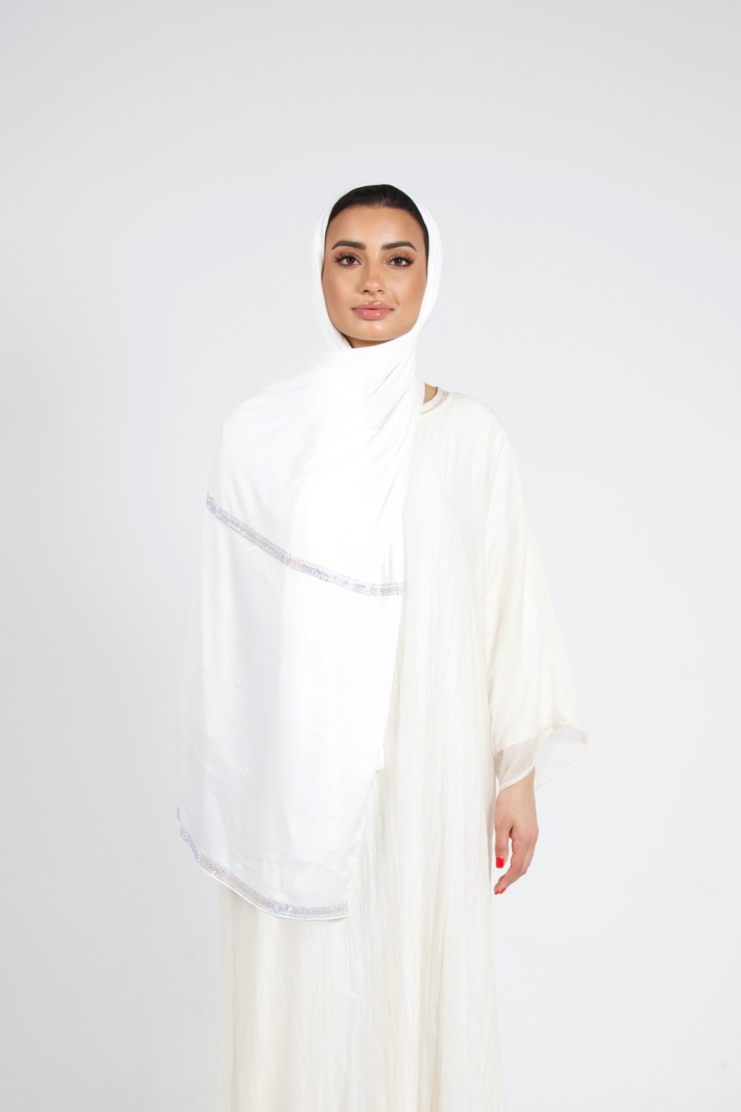 Dubai satin jersey scarf white