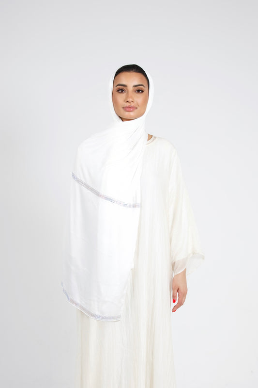 Dubai satin jersey scarf white