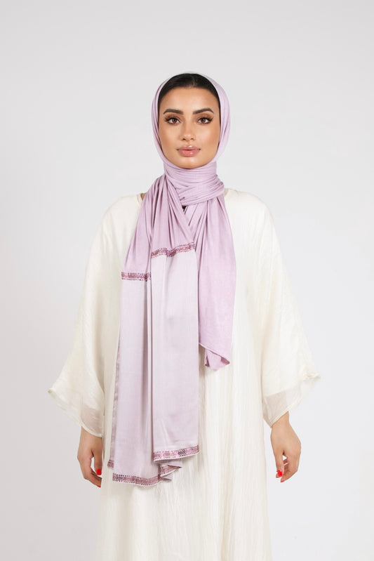 Dubai satin jersey scarf soft lavender