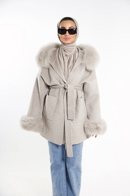 Cashmere Caot With Fur