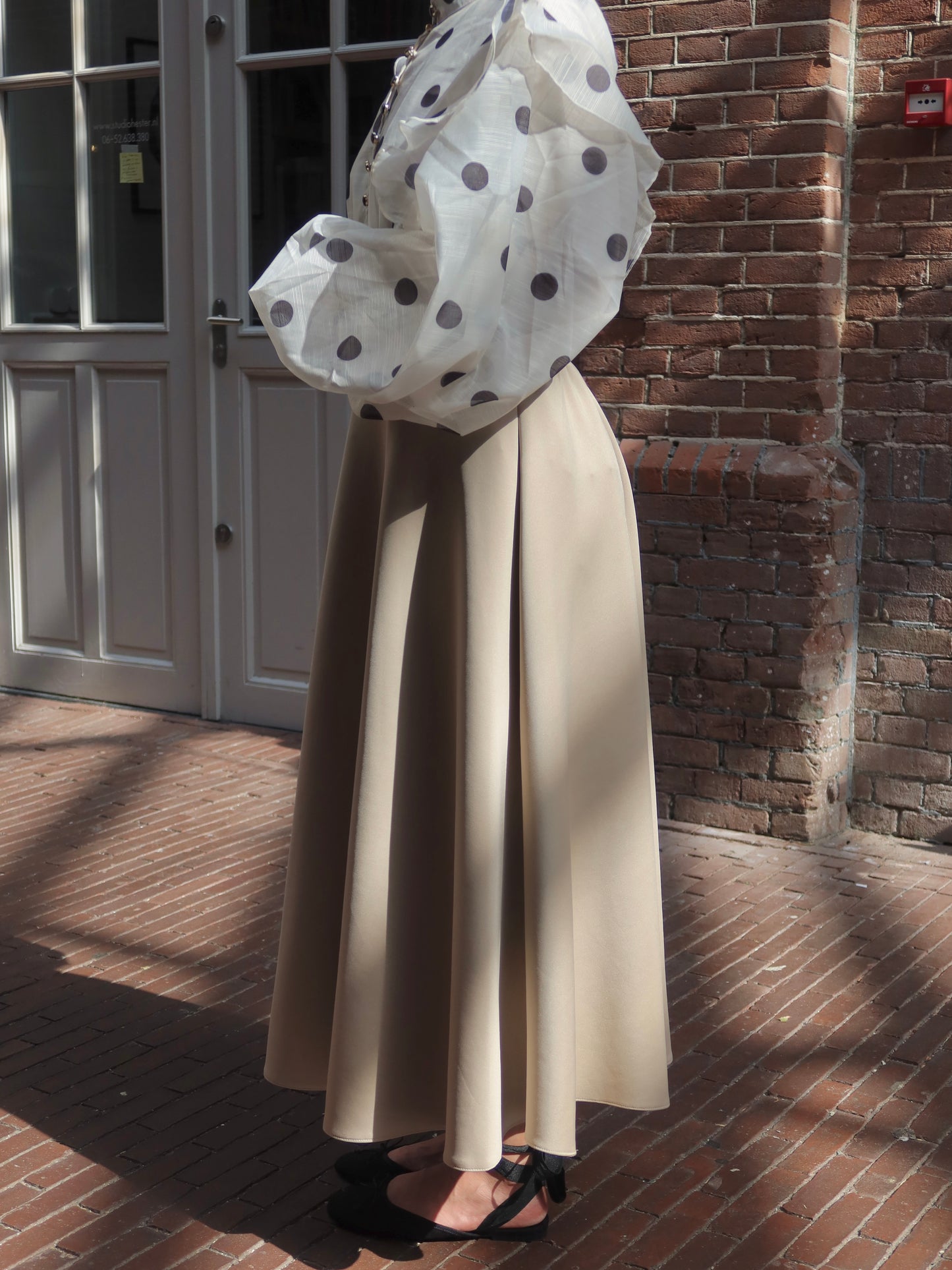 Midi Scuba Skirt Beige