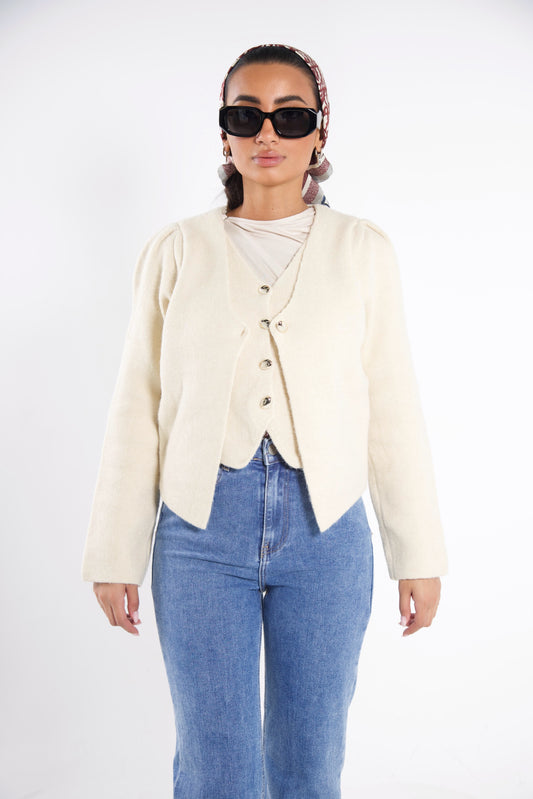 Waist Cardigan Gilet Bone