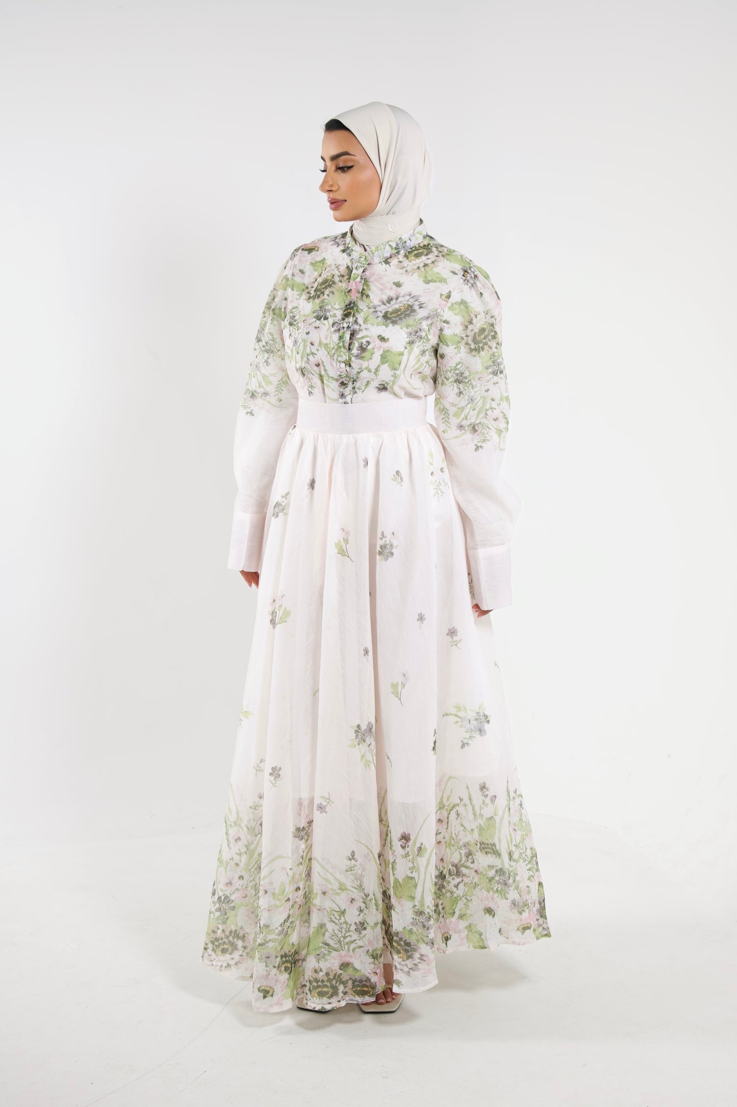 Green Ecru Floral Set