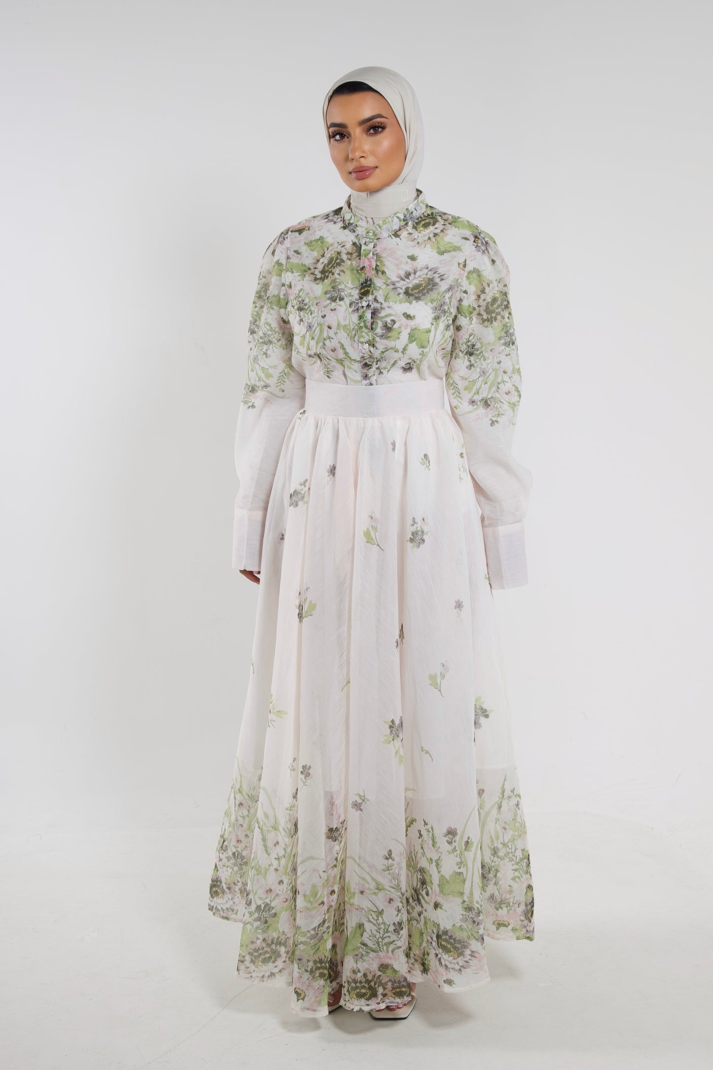 Green Ecru Floral Set