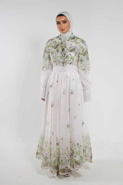 Green Ecru Floral Set