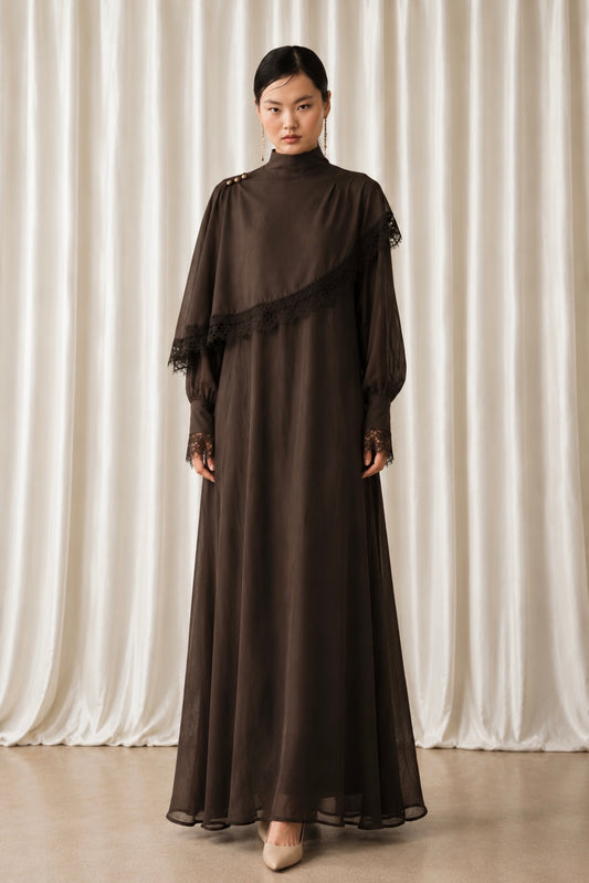 Cape Dress Brown