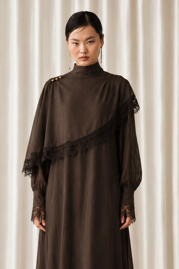 Cape Dress Brown