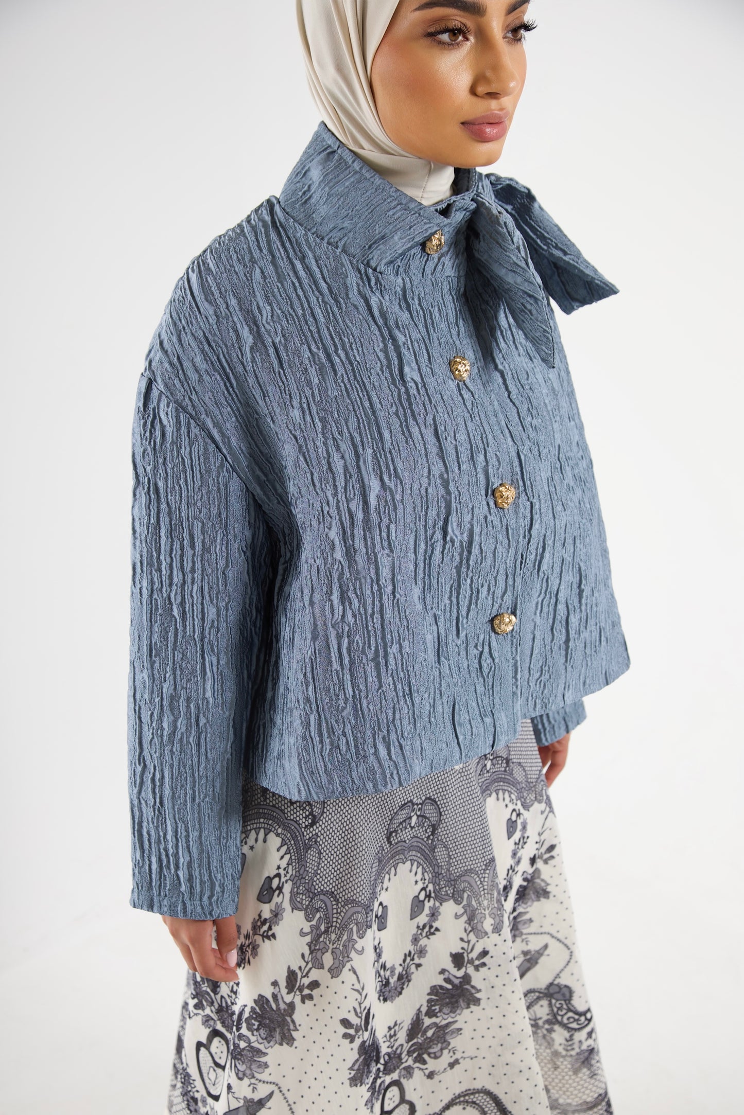 Cropped Jacket  Soft Blue