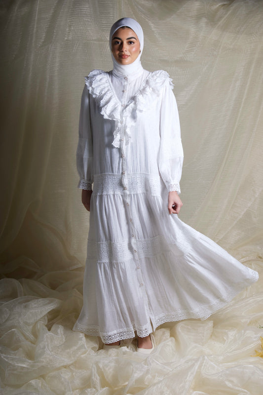 Romantic Laced Dress White