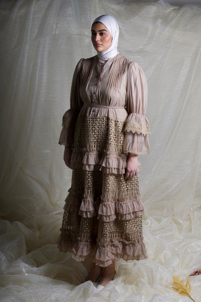Romantic Layered Dress Camel