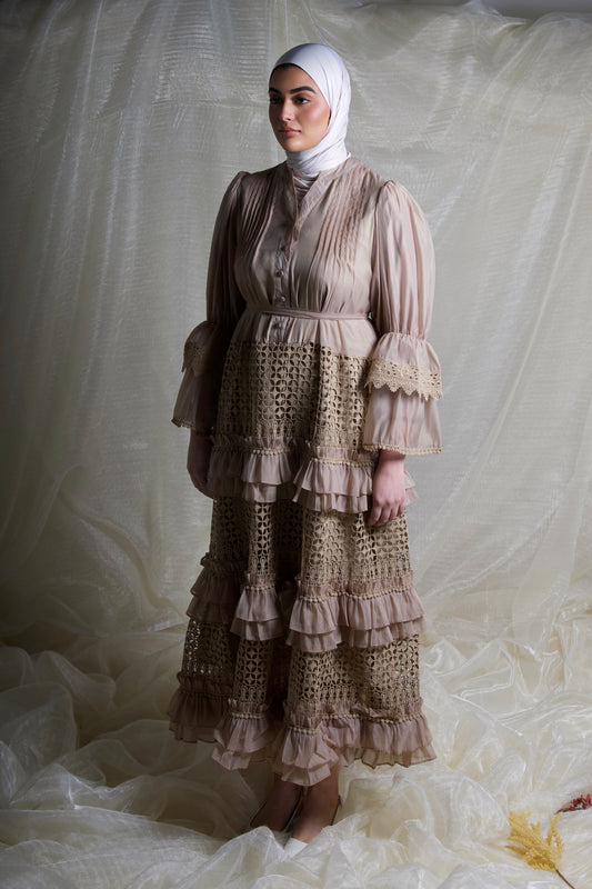 Romantic Layered Dress Camel