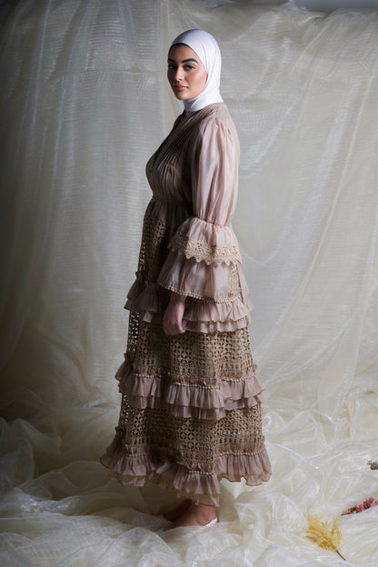 Romantic Layered Dress Camel